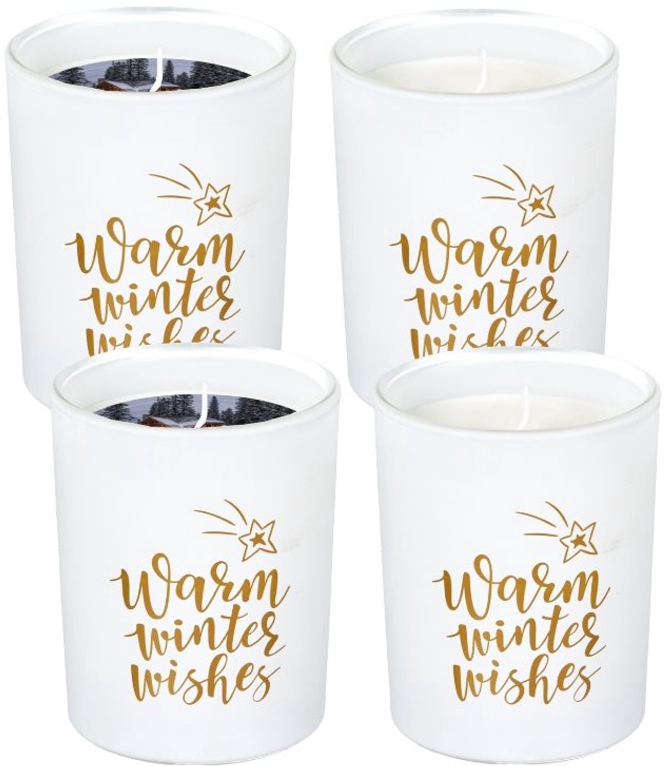 SPAAS Geurkaars in Glas 'Warm Winter Wishes' - Winterfrost - circa 45u - 4 kaarsen Wit