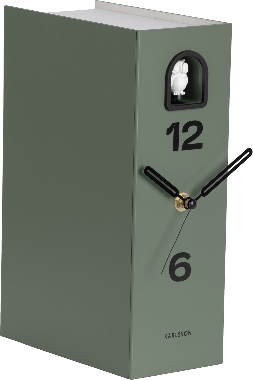 Karlsson Tafelklok Book Owl - Jungle groen - 17.4x9.5x25cm - Scandinavisch