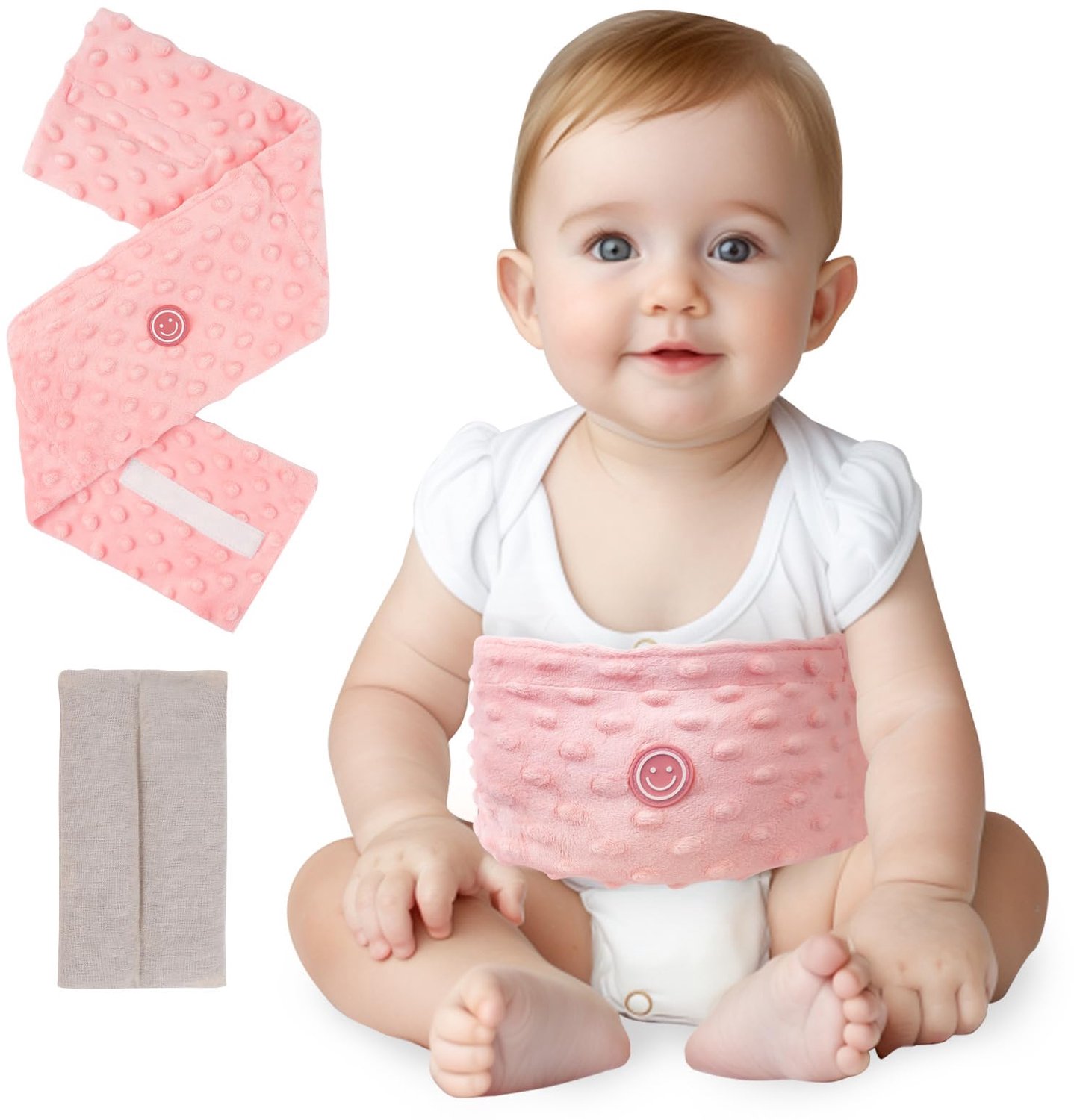 Warmteband Baby - Verwarmbare Buikband - Kalmerende Warmte - Voor Baby's en Peuters van 0-3 Jaar - Roze