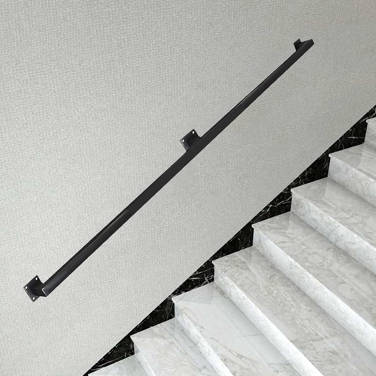 Leuningtrap 110cm - Zwart Metalen Leuning - Smeedijzer - Veiligheid voor binnen en buiten - Vemera