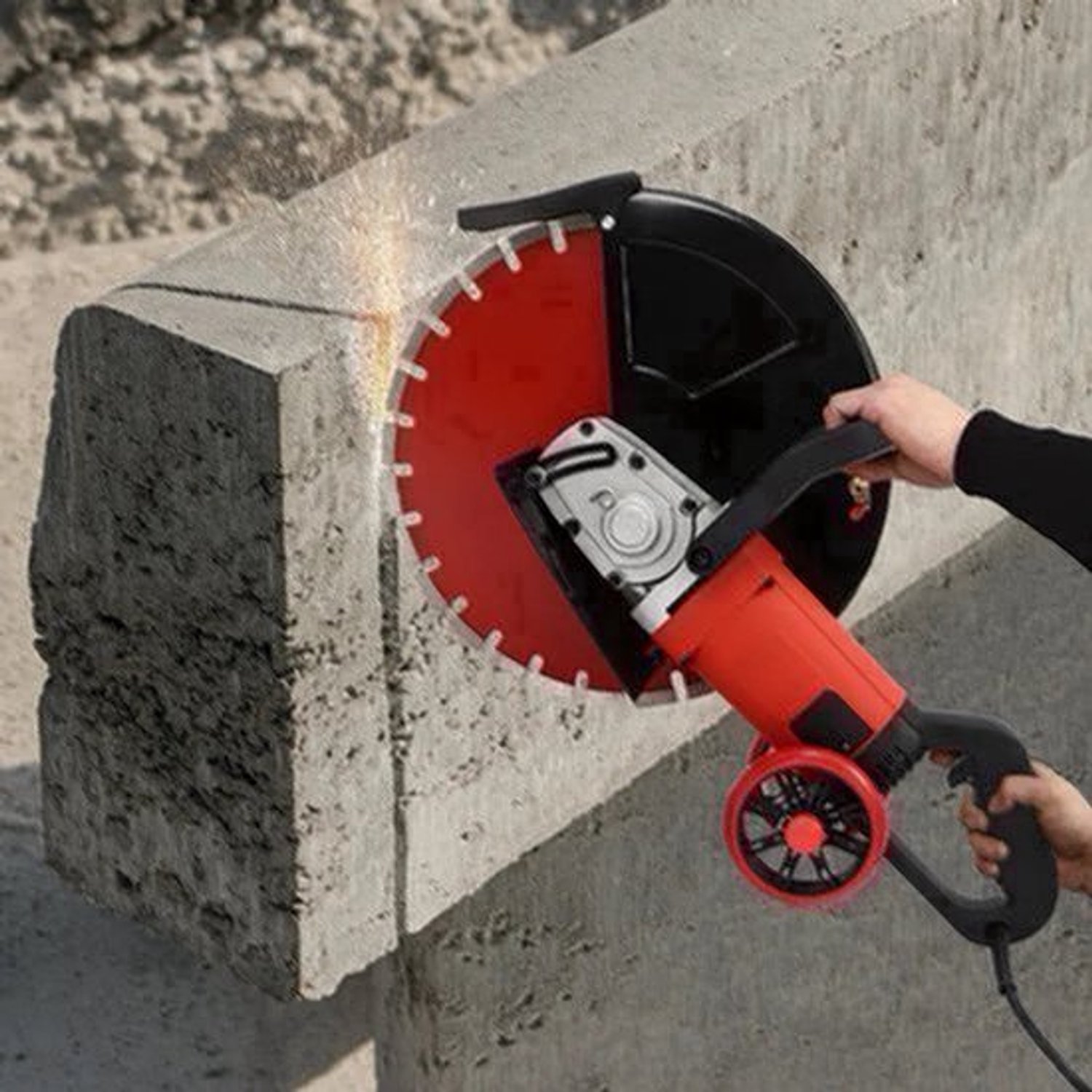 Elektrische Betonzaag - Betonfrees - Betonzagen -Steenzaagmachine - Muurfrees - Stofvrije Snijmachine - met Wielen - voor Beton - Steen - en Baksteen - Zaagmachine - 16 inch - 4000W - 3000 RPM - Nat/Droog Cirkelzaag