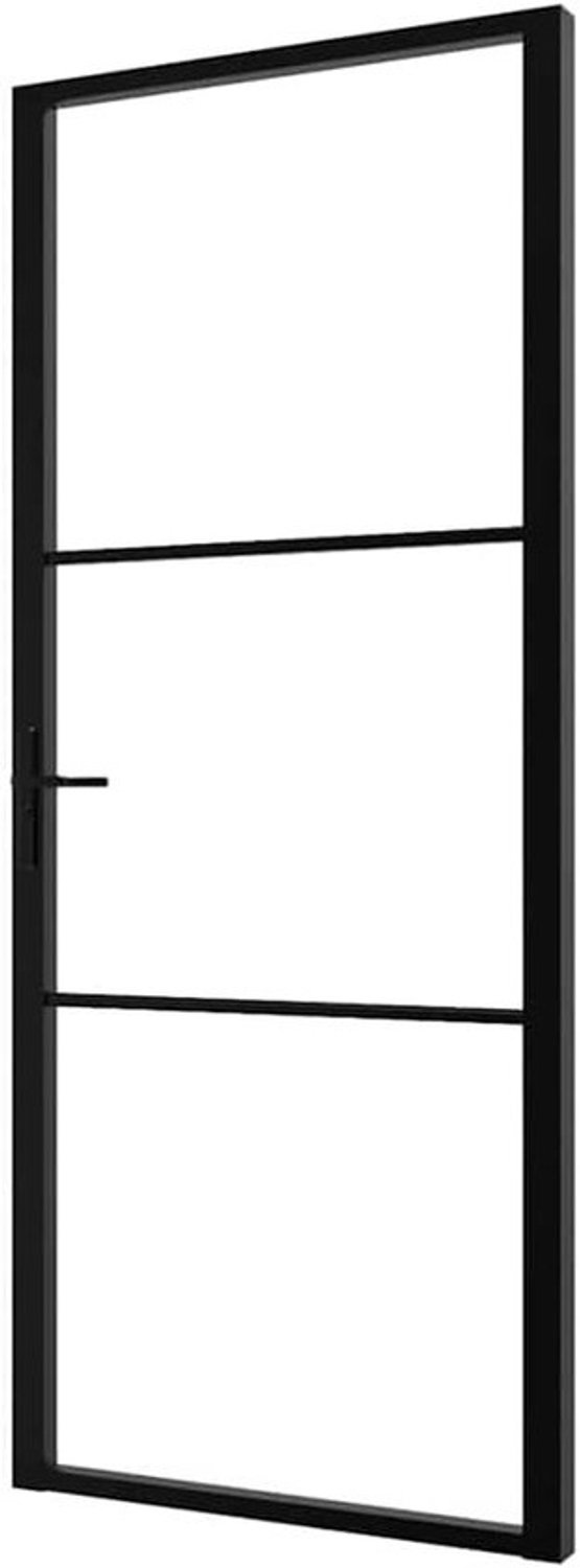 Binnendeur van glas - Tussendeur met glazen panelen - Ruimtes scheiden - Transparante glaspanelen - 93x2015 cm - Zwart