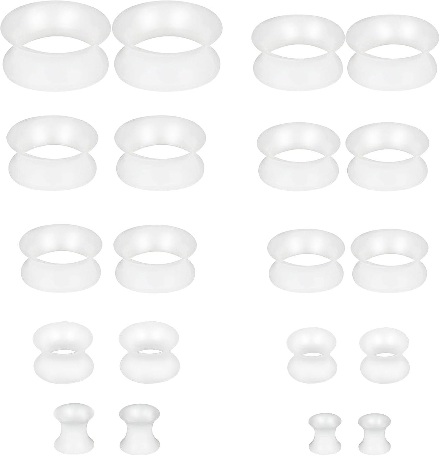 Siliconen oorpluggen tunnels 20 stuks - zachte flexibele tunnels - dubbel geflared - ideaal voor piercings - ShopVlot