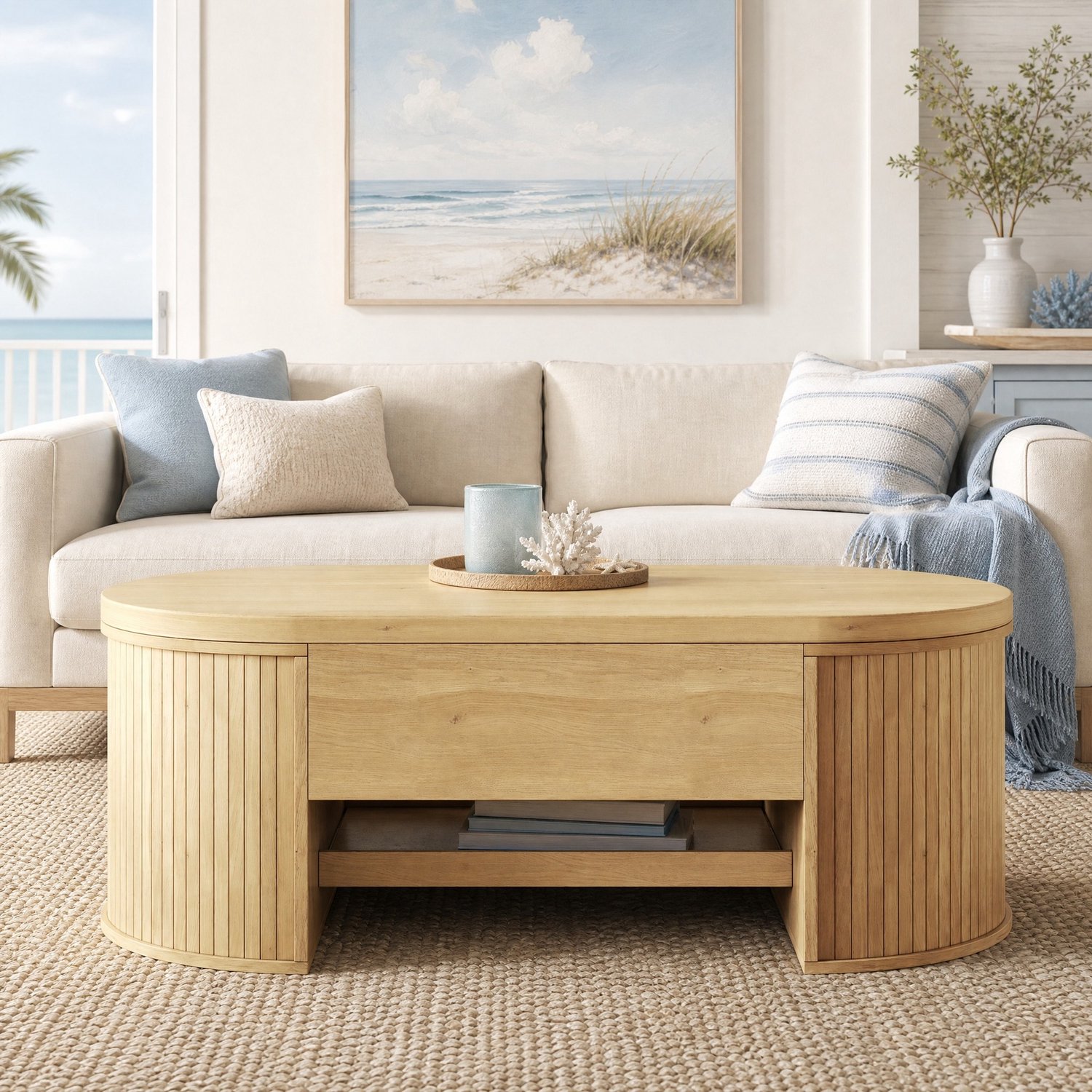 Maisentiel Salontafel 110 x 55,5 x 40 cm met opklapbaar blad, MDF naturel