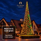 Lumedi 4000 Premium Duo - 12 meter - LED Kerstboom Buiten - Vlaggenmast kerstboom - 4000 warm wit, groen en rode Led Lampjes - Afstandsbediening - Kerstverlichting voor buiten