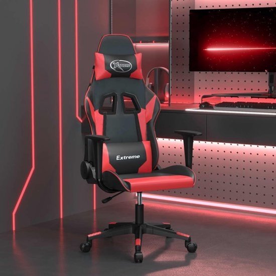 Gamingstoel - Computerstoel van kunstleer - Comfortabel zitten - Met massagefunctie - Verstelbare hoogte - Zwart rood — afbeelding 3