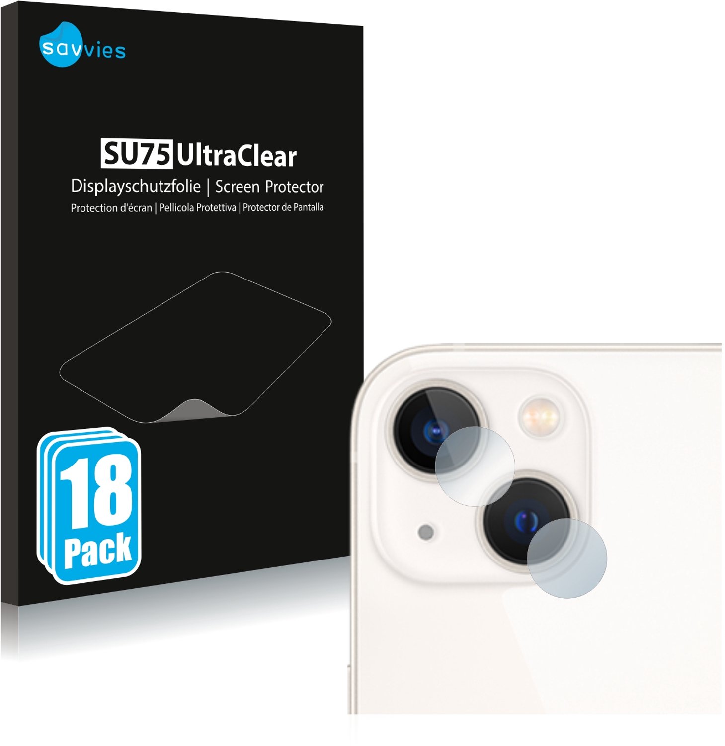 Savvies - Screenprotector voor Apple iPhone 13 (ALLEEN Camera Lens) - Folie Beschermfolie transparant 18 Stuks