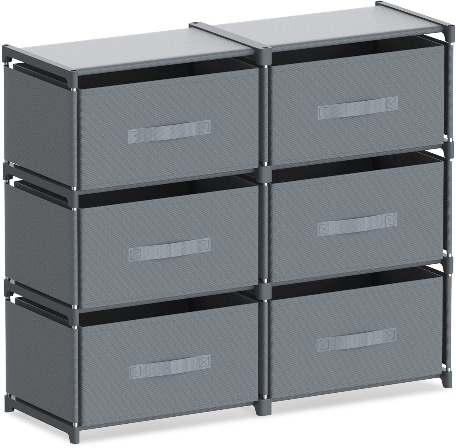 Soontrans - Ladekast met 6 Stoffen Lades - Dressoir en Opbergkast - Kast met Lades voor Slaapkamer - Woonkamer - Hal - Keuken en Kantoor - Compact Opbergrek - 80 x 26 x 67 cm - Grijs