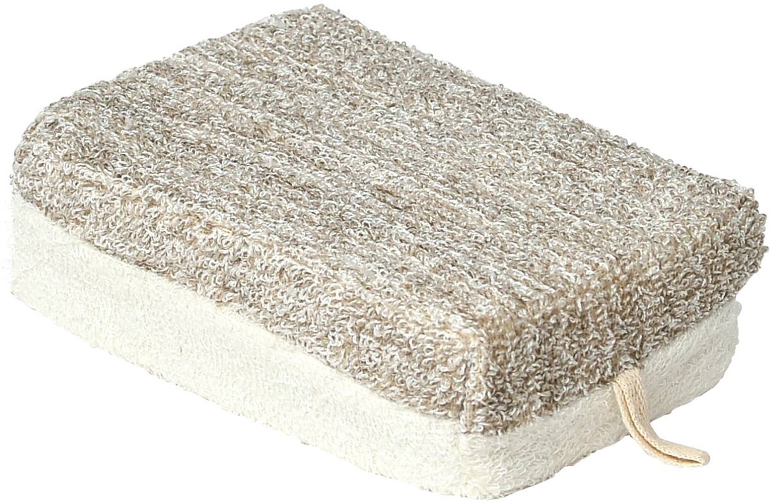 Éponge de bain en ramie et bambou grand modèle crème et taupe