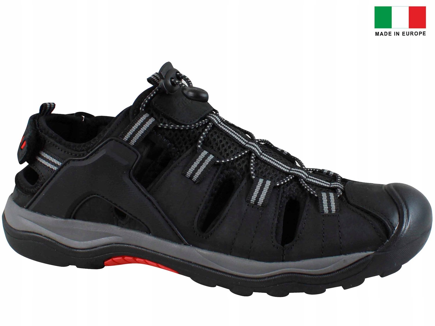 Grisport Heren Sandalen Sportief Leer Klittenband Zwart