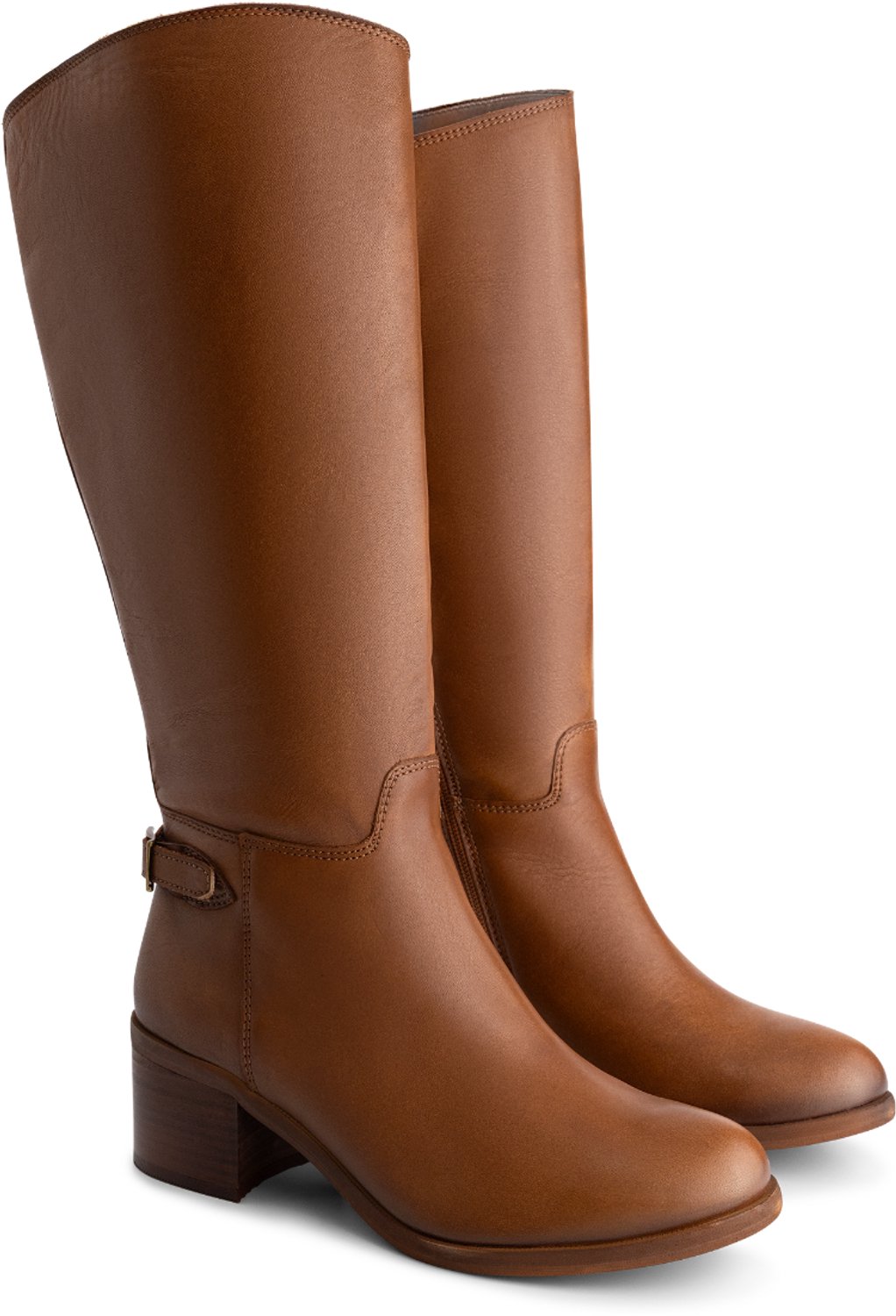Jilsen Dames Laarzen Brede Schacht en Laarzen Brede Kuiten Ayla in Cognac Kuitomtrek 44 cm, schoenmaat 41