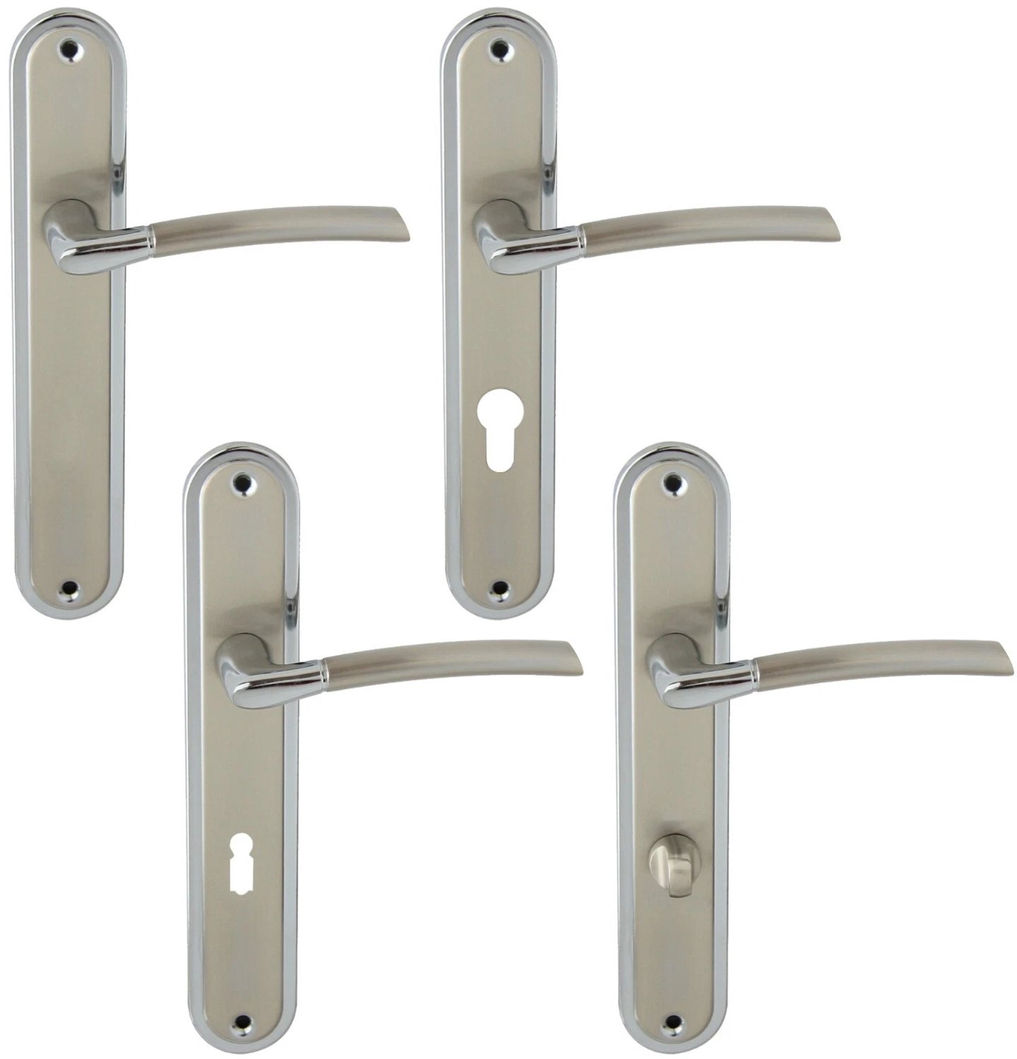 DOMINO deurkruk 72 deurkrukset BB-baardsleutel Set - langschildbeslag - deurkruk voor binnendeur, kantoordeur, kelderdeur & binnendeur - L-vorm