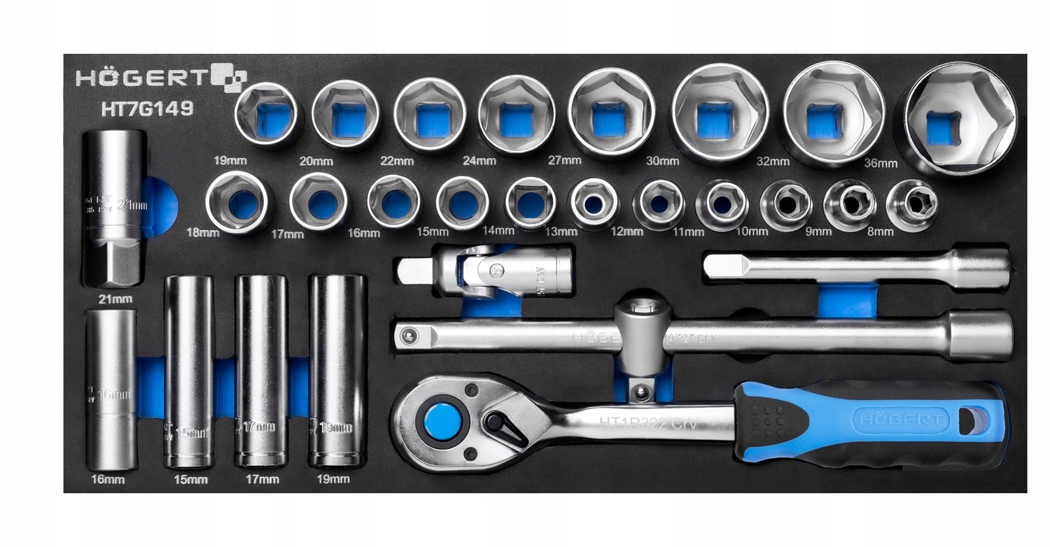Hoegert Technik Doppellangslagring & Ratel Set 1/2" EVA Inlay