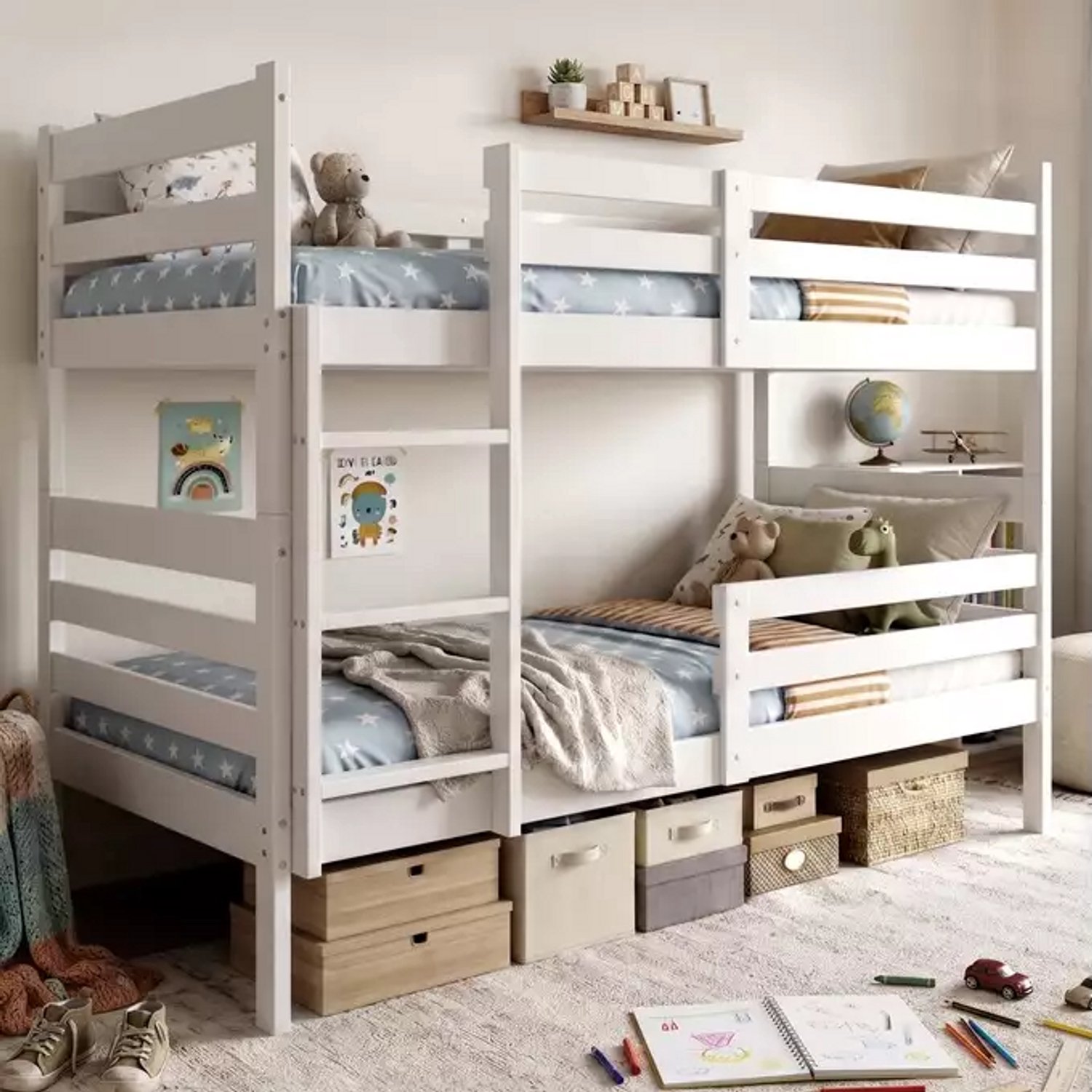 BMS ERYK 90x200 youth bunk bed, with mattress, white