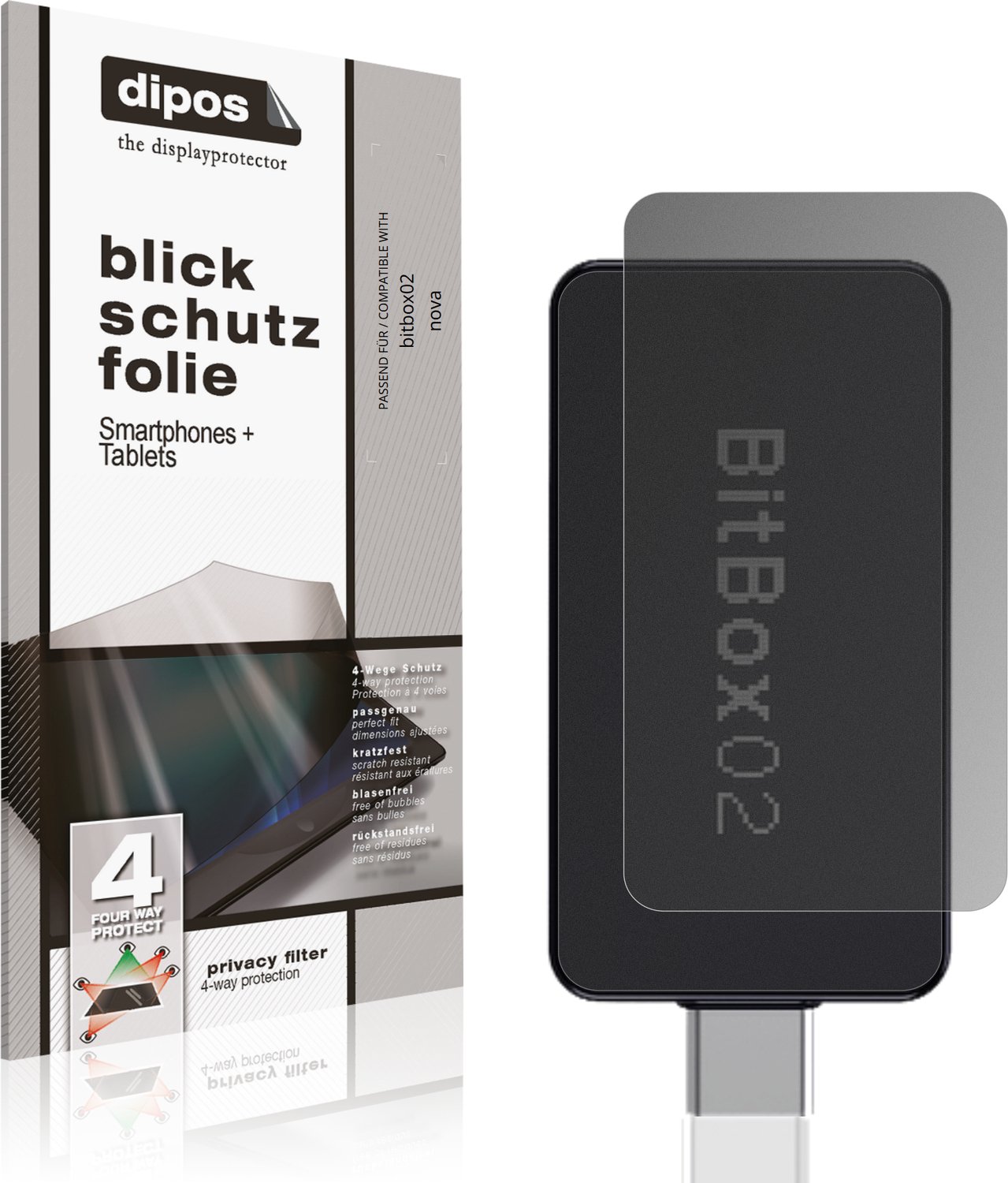 dipos – Matte Privacy Screenprotector geschikt voor bitbox02 nova | Anti-Spy Beschermfolie
