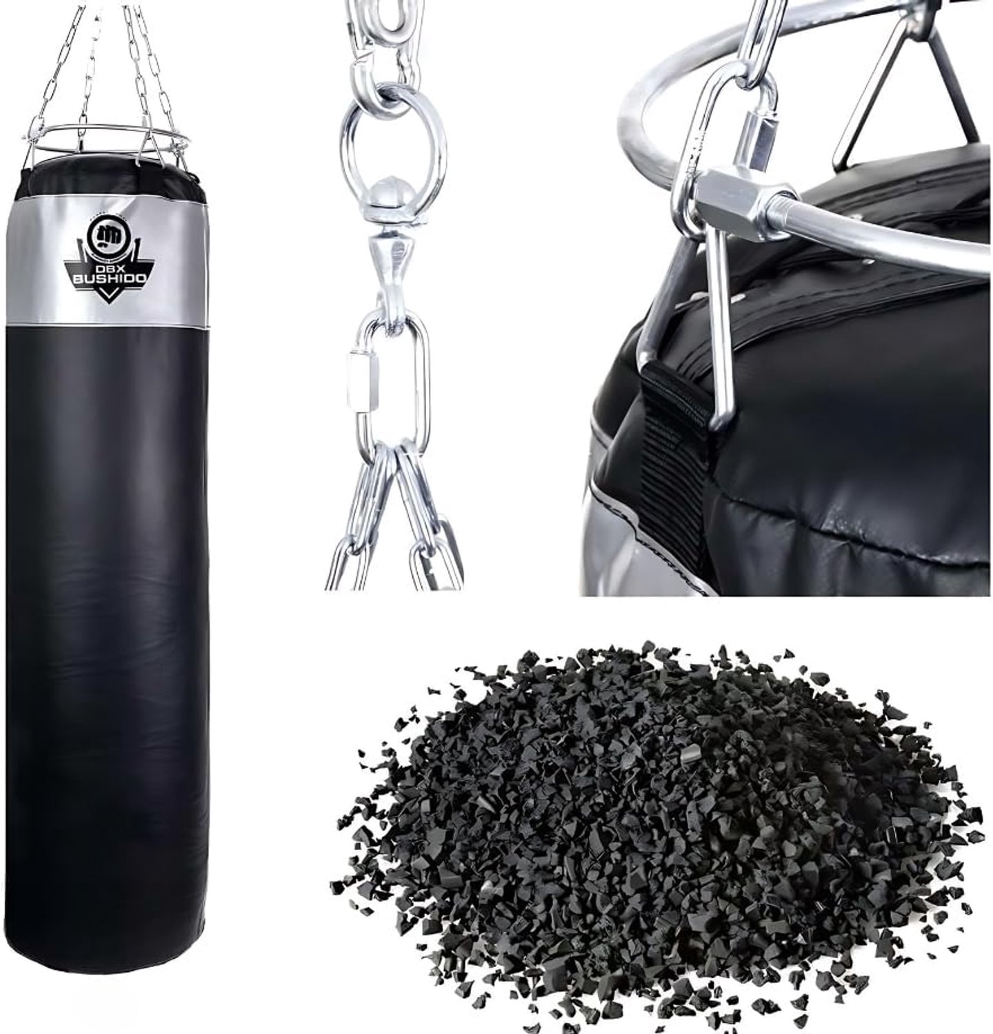 DBX BUSHIDO Bokszak 130 cm 60 kg Gevuld met Rubbergranulaat Hangende Punching Bag voor Boksen en Kickboksen