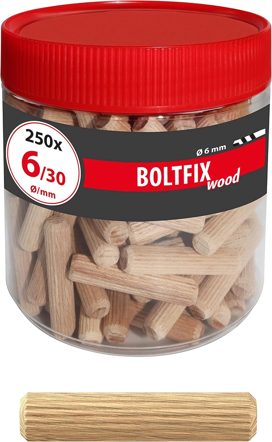TOX Boltfix Houtdübels 6x30mm - 250 Stuks Massief Beuken