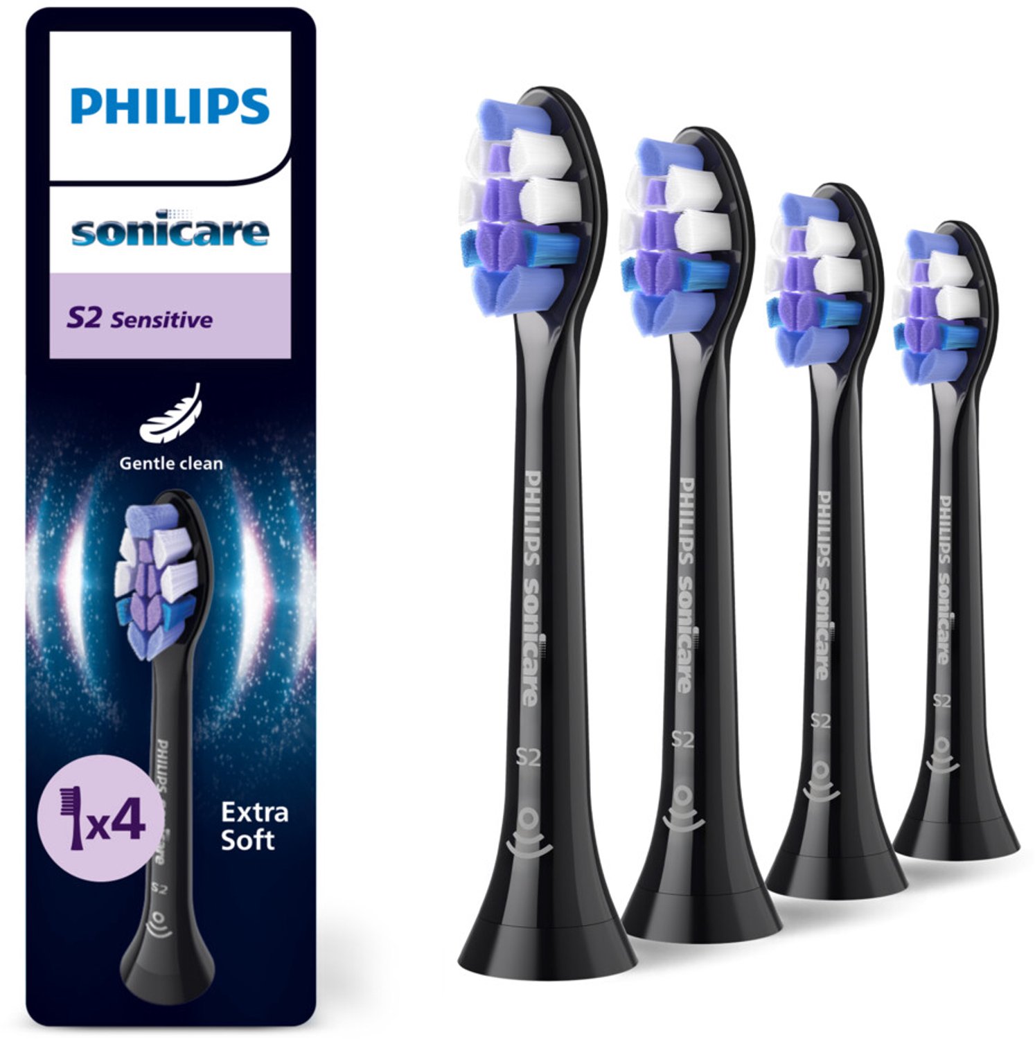 Philips Sonicare - Opzetborstels S2 Sensitive Zwart HX6054/88 - 3 x 4 stuks - Voordeelverpakking