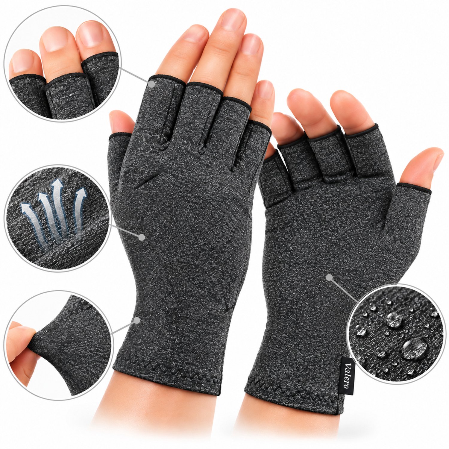 Compressie Handschoenen Maat XL – Open Vingertoppen – Verlengde Vingerlengte – Zacht & Ademend – Grijs