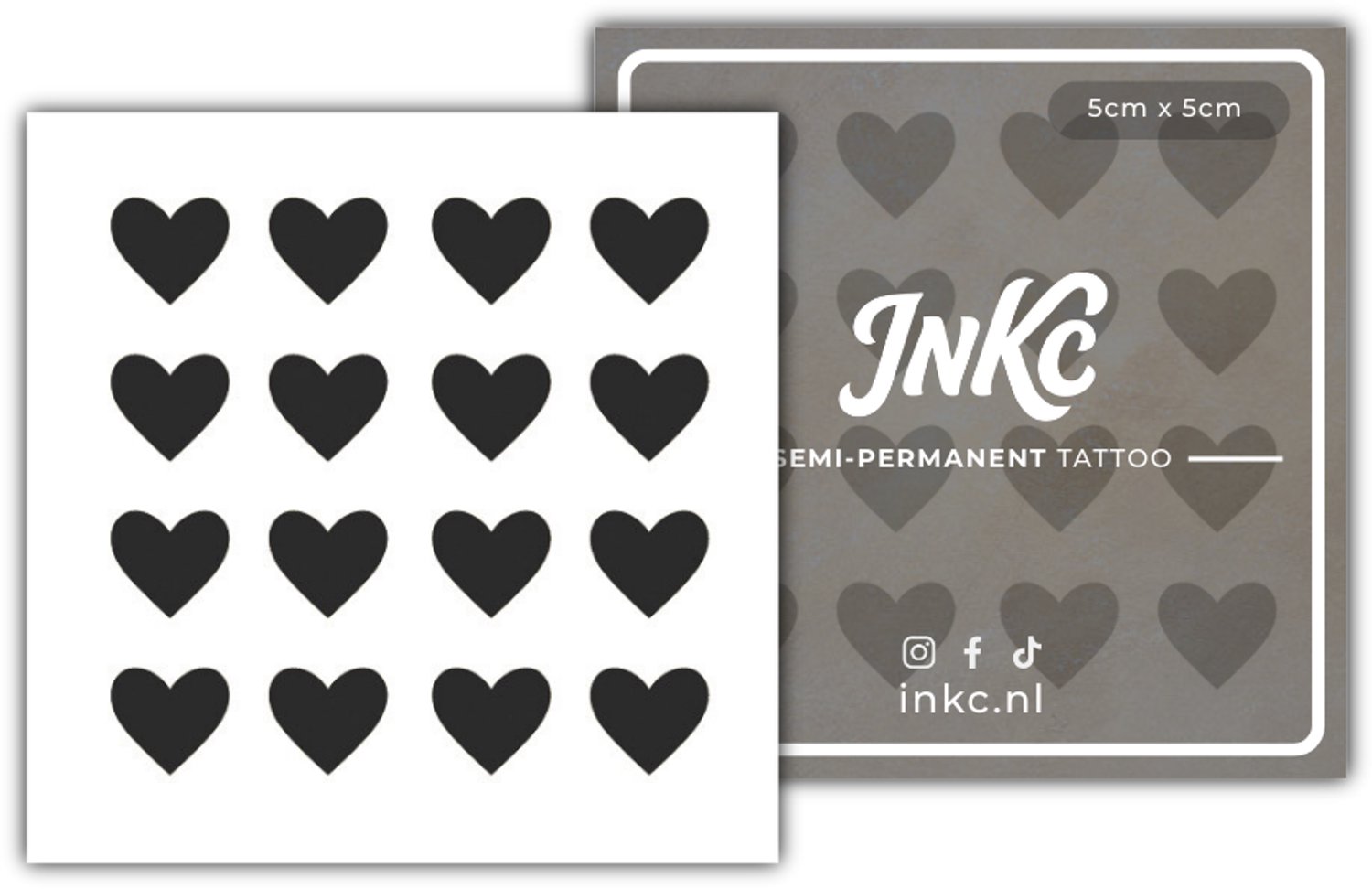 INKC - Tijdelijke Tattoo - Hartjes - Nep Tattoo - Plak Tattoos - Blijft tot 2 weken - 5 x 5cm