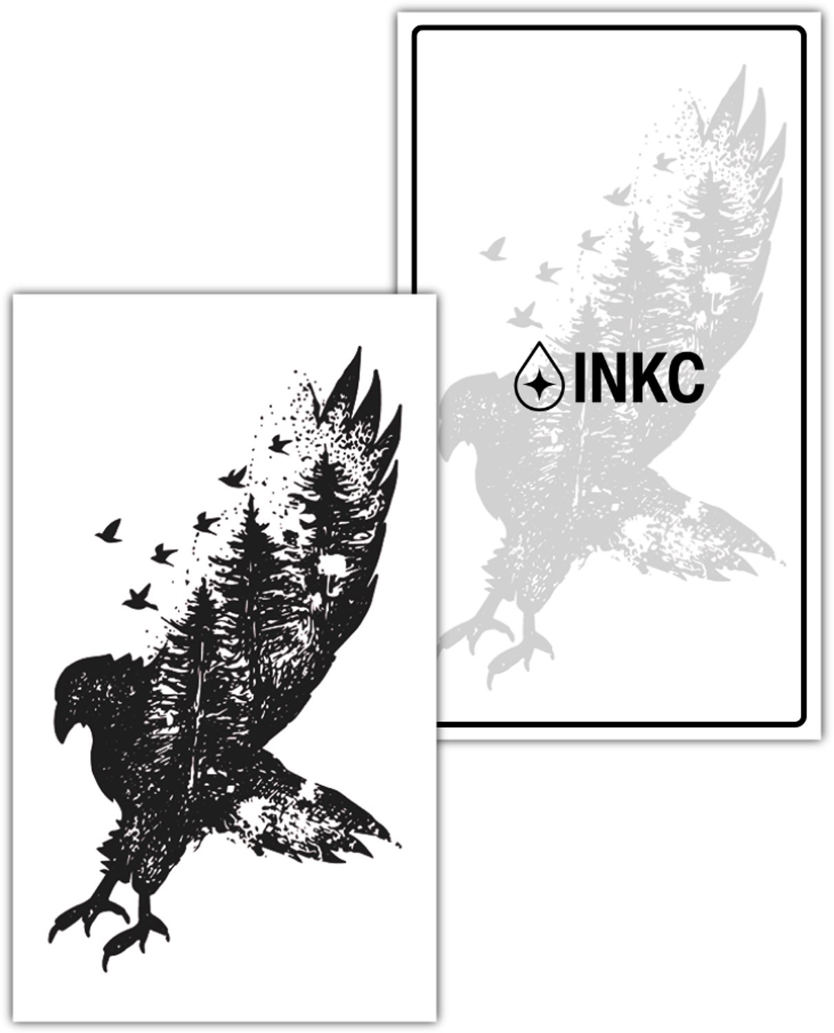 INKC - Tijdelijke Tattoo - Nachtvogel - Nep Tattoo - Plak Tattoos - Blijft tot 2 weken - 7 x 12cm