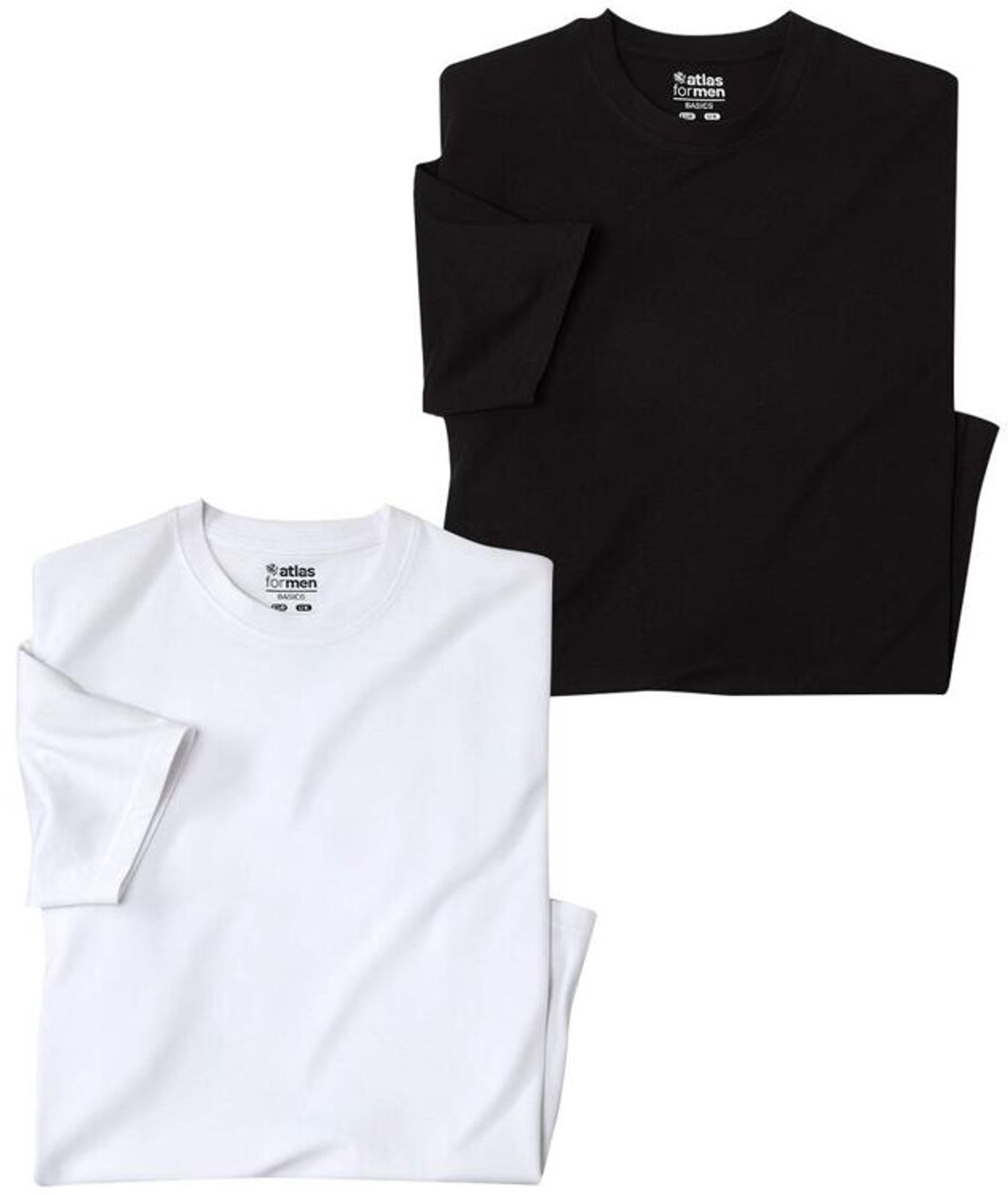 ATLAS FOR MEN - Set van 2 effen T-shirts met ronde hals - Heren - Verkrijgbaar in grote maten - L