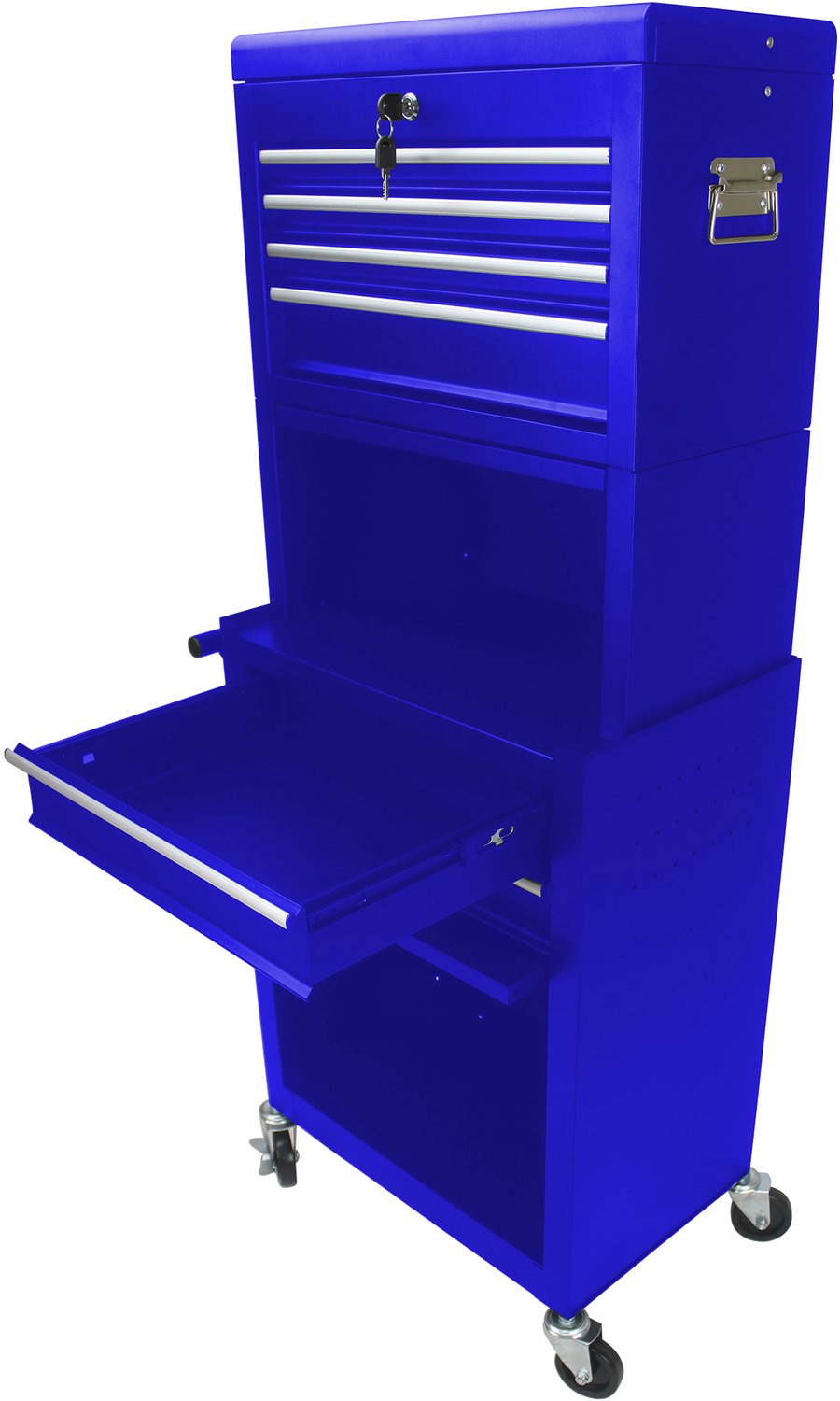 Gereedschapswagen Met 6 Laden - Afneembare Gereedschapskist Met Slot - 4 Wielen Waarvan 2 Met Rem - Staal Met Poedercoating - Blauw