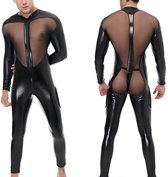 Lederen Bodysuit - Leather Bondage Kleding - Catsuit Heren - Erotische Kleding Mannen