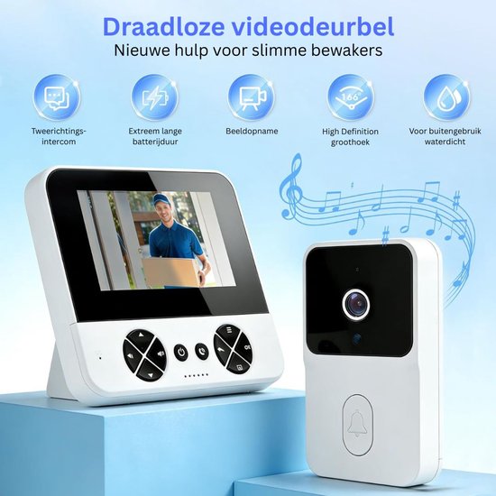 DailySupplies® Videodeurbel met Camera - Intercom Systeem - Veiligheid Thuis -Wit — afbeelding 2
