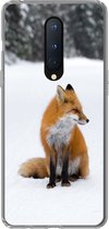Geschikt voor OnePlus 8 hoesje - Vos - Sneeuw - Winter - Siliconen Telefoonhoesje