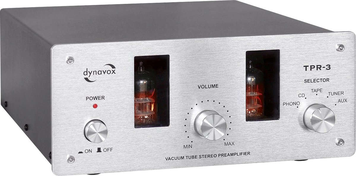 Dynavox TPR-3 buizen voorversterker met phono ingang - zilver