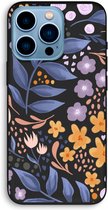 Case Company® - iPhone 13 Pro hoesje - Flowers with blue leaves - 100% Biologisch Afbreekbaar - Duurzaam - Biodegradable Soft Case - Milieuvriendelijke Print op Achterkant - Zwarte Zijkanten 