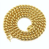 ICYBOY 18K Massieve Klassieke Verguld Gouden Herenketting Roestvrije Staal [GOLD-PLATED] [ICED OUT] [30 - 75 cm] Gold Plated Cuban Chain Necklace Stainless Steel