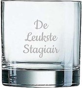 Gegraveerde Whiskeyglas 38cl De Leukste Stagiair