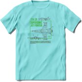 F-18 Vliegtuig T-Shirt | Unisex leger Kleding | Dames - Heren Straaljager shirt | Army F16 | Grappig bouwpakket Cadeau | - Licht Blauw - XL