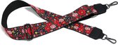 STUDIO Ivana - SIT0310 - Gekleurde schouderband tas - Schouderband bloemenprint zwart, roze, wit - 5 cm breed - Bagstrap met bloemen
