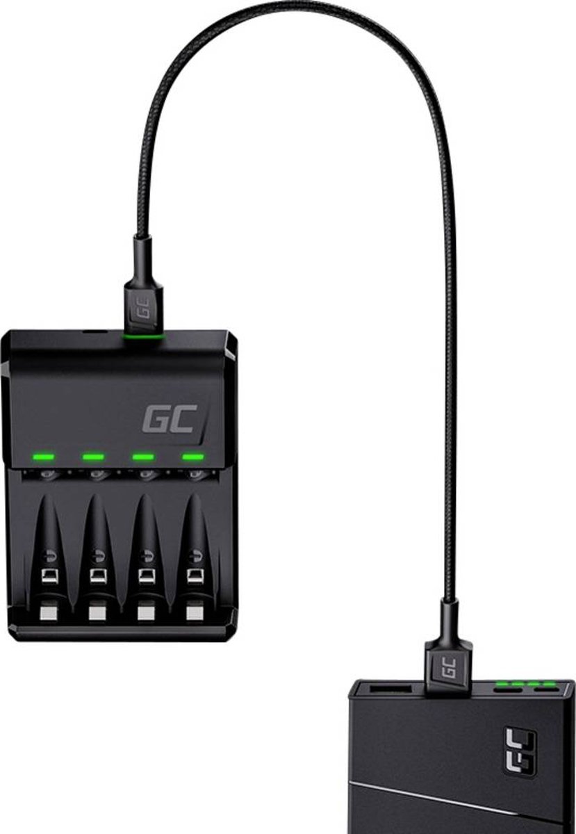 GREEN CELL GC VitalCharger Ni-MH AA en AAA Batterij oplader met Micro USB en USB-C poort