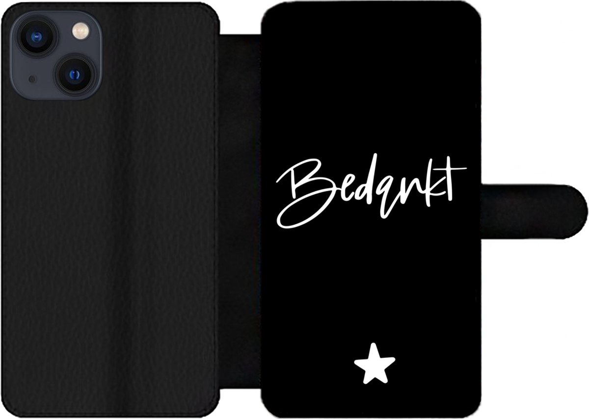 Telefoonhoesje Geschikt voor iPhone 13 telefoonhoesje - Quotes - Bedankt - Spreuken - Collega - Met vakjes - Wallet case met magneetsluiting