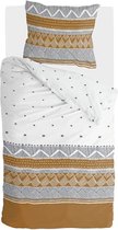 Walra Dekbedovertrek Ikat Dreams - 140x220 - 100% BCI Katoen - Wit / Cognac