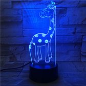 3D Led Lamp Met Gravering - RGB 7 Kleuren - Giraffe