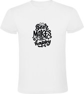 Beer makes me happy | Heren T-shirt | Wit | Bier maakt mij gelukkig | Borrel | Feest | Quote | Spreuken | Cadeau