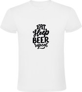 Eat Sleep Beer Repeat | Heren T-shirt | Wit | Eet Slaap Bier Herhaal | Borrel | Feest | Carnaval | Oktoberfeest | Humor