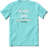 Ik hou van mijn vrouw Bier T-Shirt | Unisex Kleding | Dames - Heren Feest shirt | Drank | Grappig Verjaardag Cadeau tekst | - Licht Blauw - XL