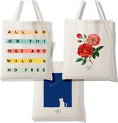 3 Stuks Tote Bag Makers - XL Bio Katoenen Zak - Broodschappen Draagtas Hand tas - Zero Waste Cadeau - Designer