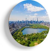 Artaza Houten Muurcirkel - Central Park In New York Met Wolkenkrabbers - Ø 55 cm - Multiplex Wandcirkel - Rond Schilderij