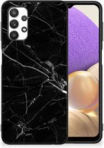 Transparant Hoesje Samsung Galaxy A32 5G Smartphone Hoesje met Zwarte rand Marmer Zwart