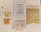 Feestversiering - goud/wit - complete set - 25 jaar - luxe set