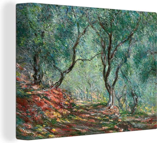 Canvas Schilderij Olijfbomen in de Morenotuin - Schilderij van Claude Monet - Wanddecoratie