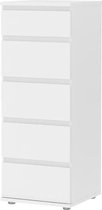 Ladekast met 5 lades - Wit decor - L. 40,2 x D 40 x H 106,6 cm - OMAHA