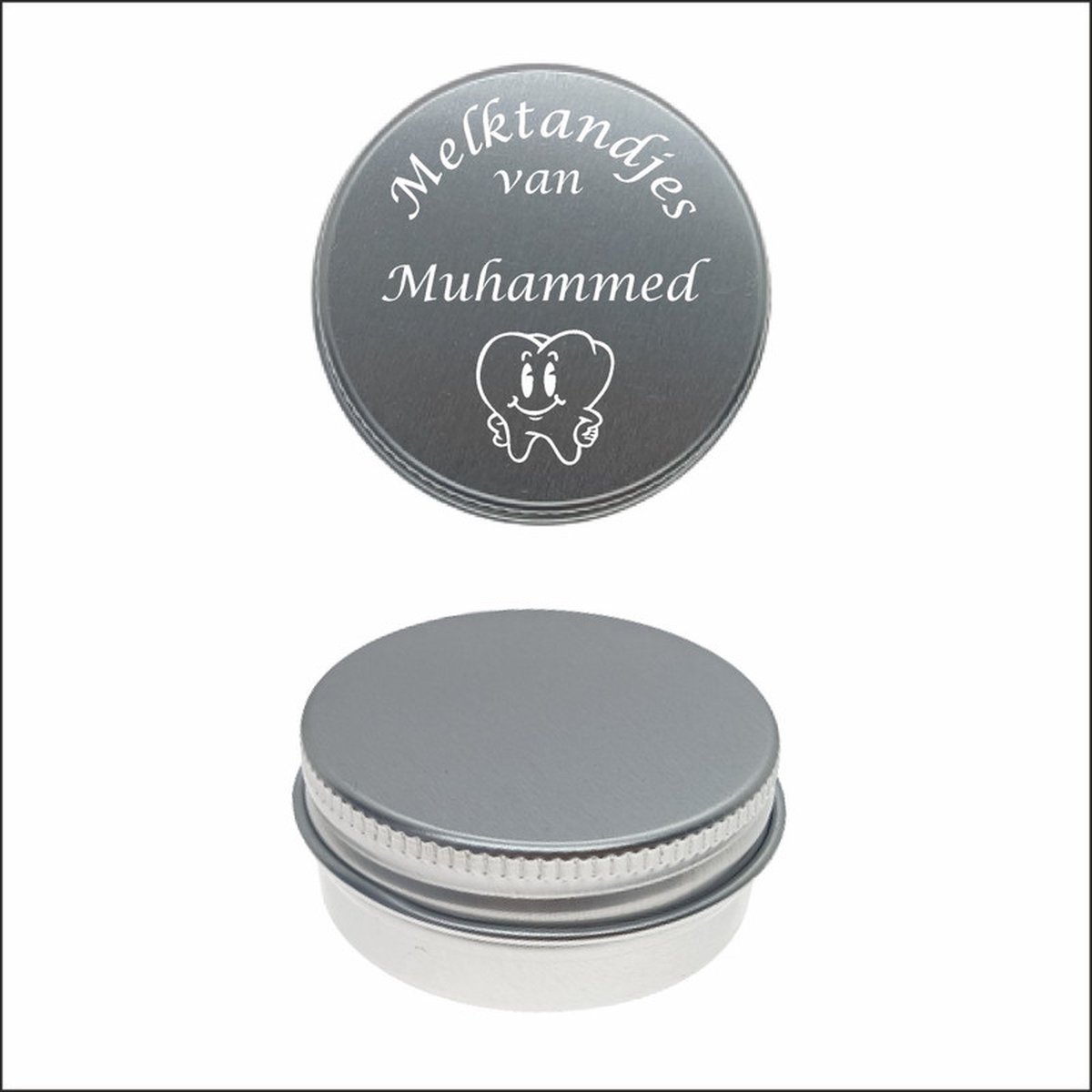 Goedkoopste Melktanden Blikje Met Naam Gravering - Muhammed